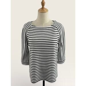 Chicos Black and White Striped 3/4 Sleeve Top, Size 1 (M, 8)